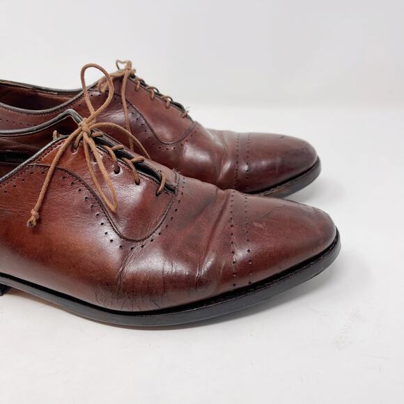 Allen Edmonds Mens 10.5 Brown Leather Vernon Cap Toe Oxford Lace Up Dress Shoes main image 14